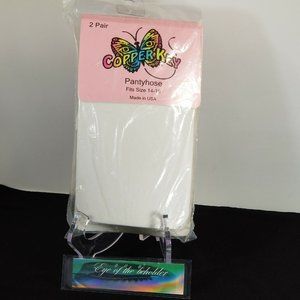 Copper Key 2 Pair Pantyhoses - Fits Girls Size 14-16 - Made in USA - White NEW